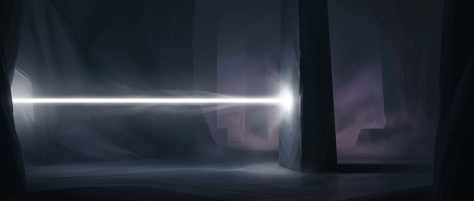 Bright light continues completely straight until blocked