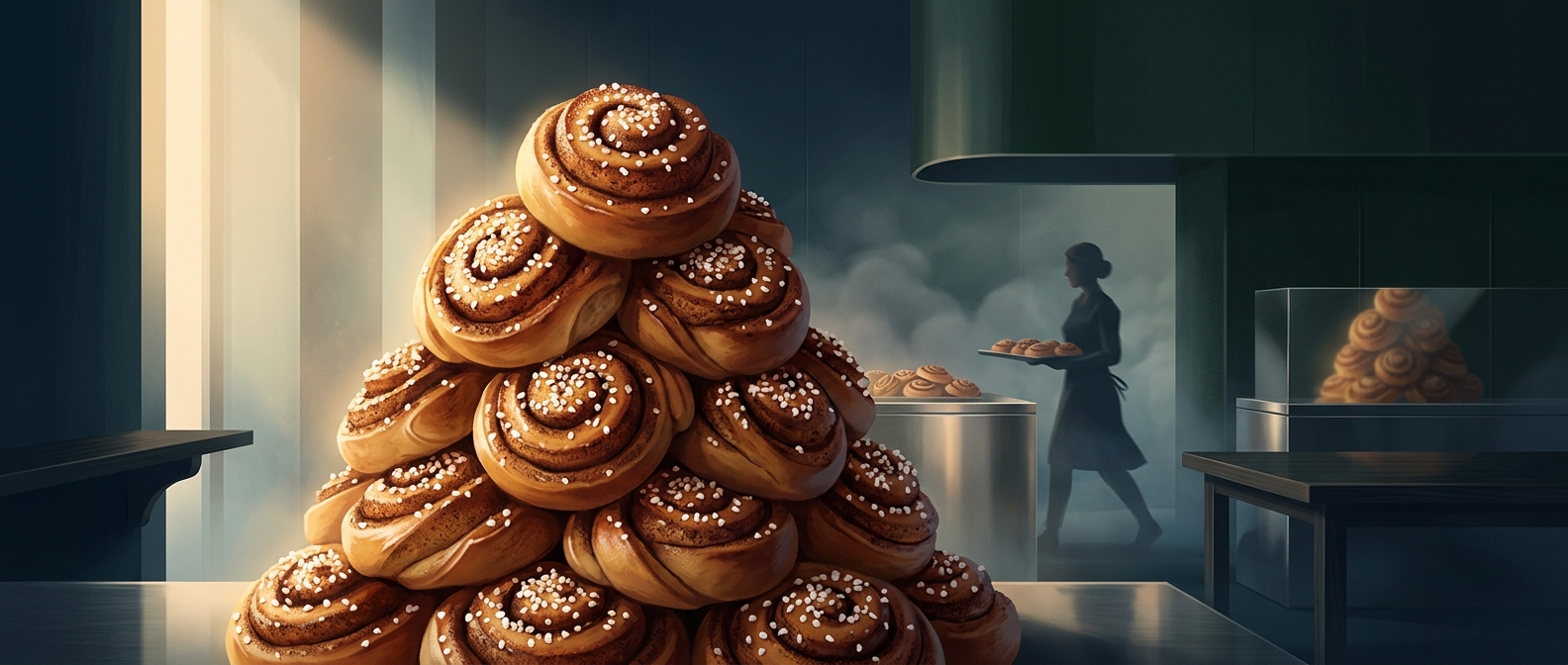 Swedish bakeries sell massive quantities of cinnamon buns