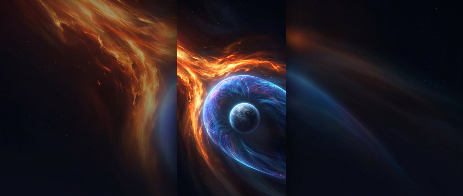 Planetary magnetic fields deflect dangerous solar winds