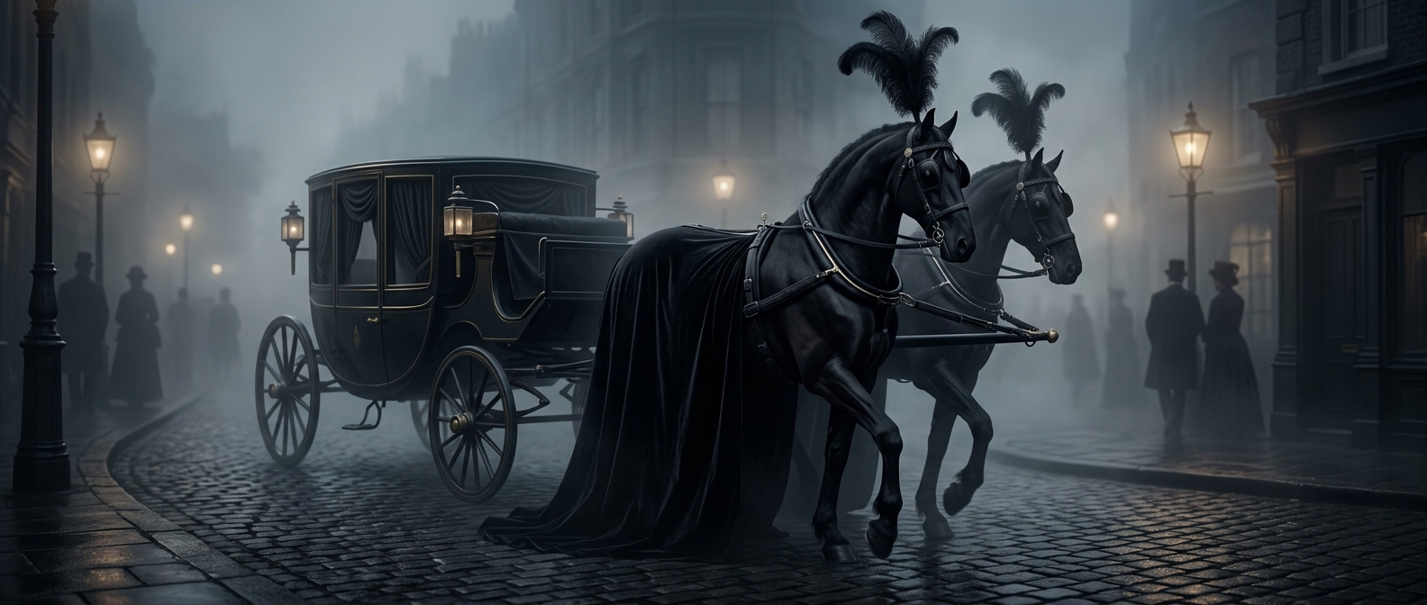 Victorian funerals came with black horses and feathers