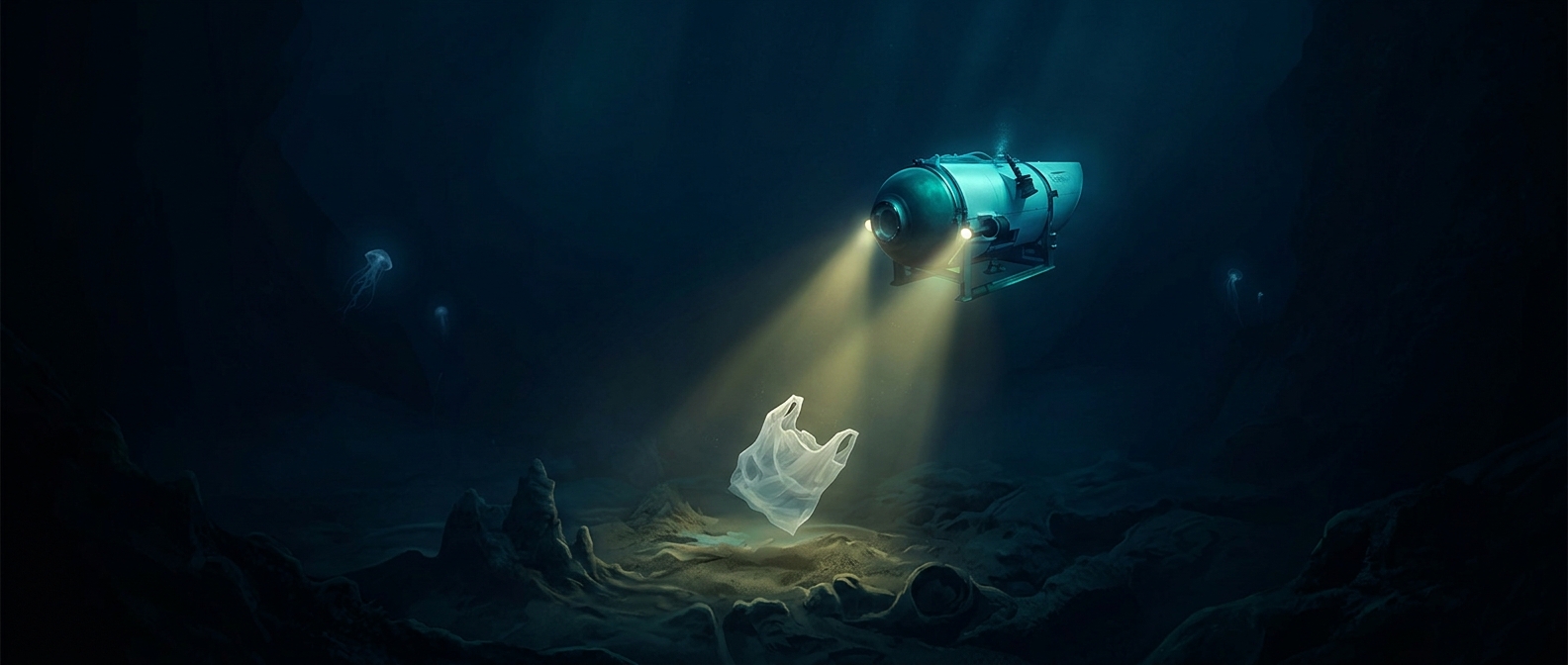 The deepest dive found a plastic shopping bag