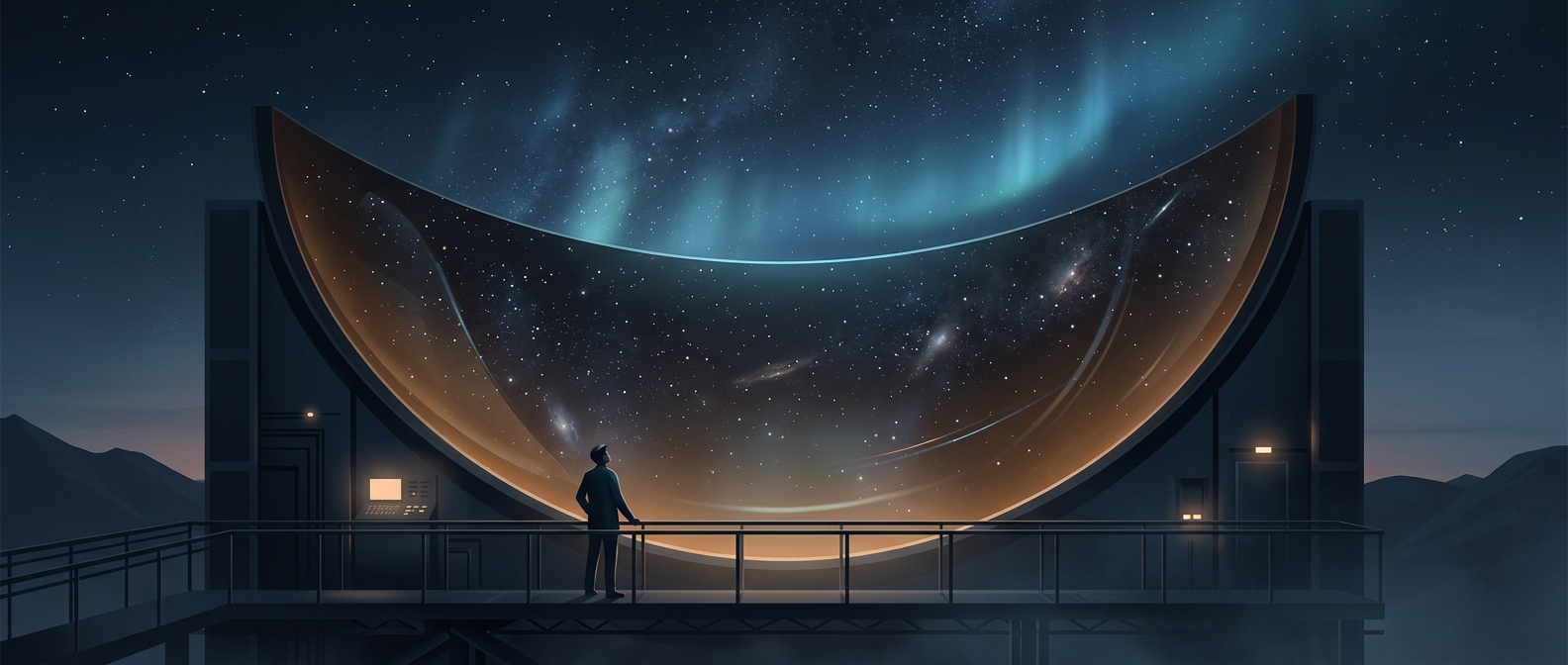 Giant telescopes observe space using heavily curved mirrors