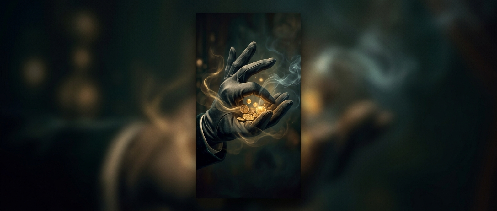 Sleight of hand conceals items in the palm