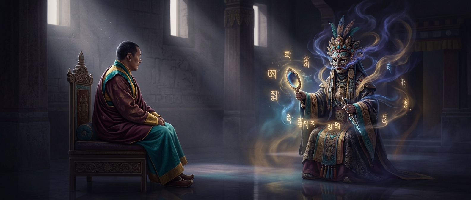 A spiritual oracle officially advises a Tibetan state leader