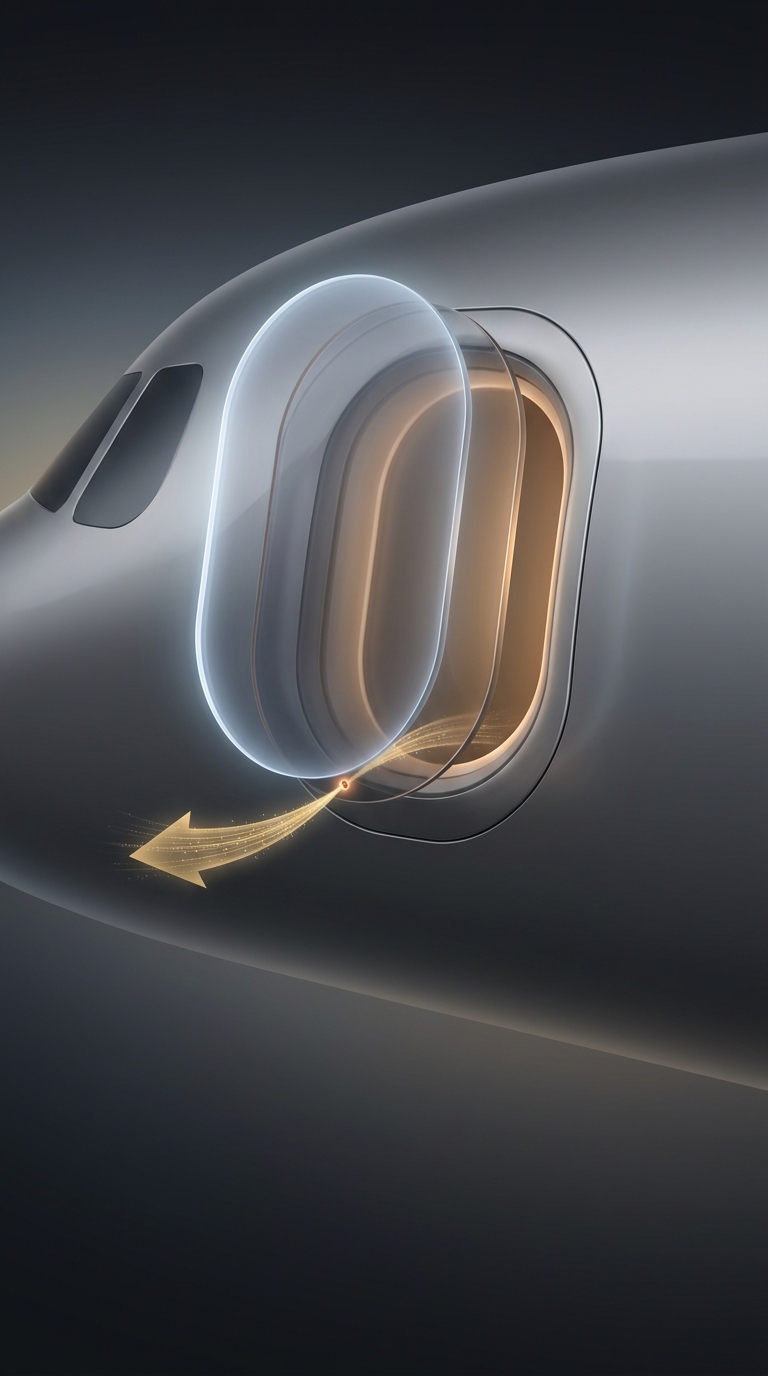 Airplane windows feature a tiny, deliberate hole at the bottom of the middle pane called a bleed hole, which is explicitly designed to prevent the entire window from violently shattering under atmospheric pressure.