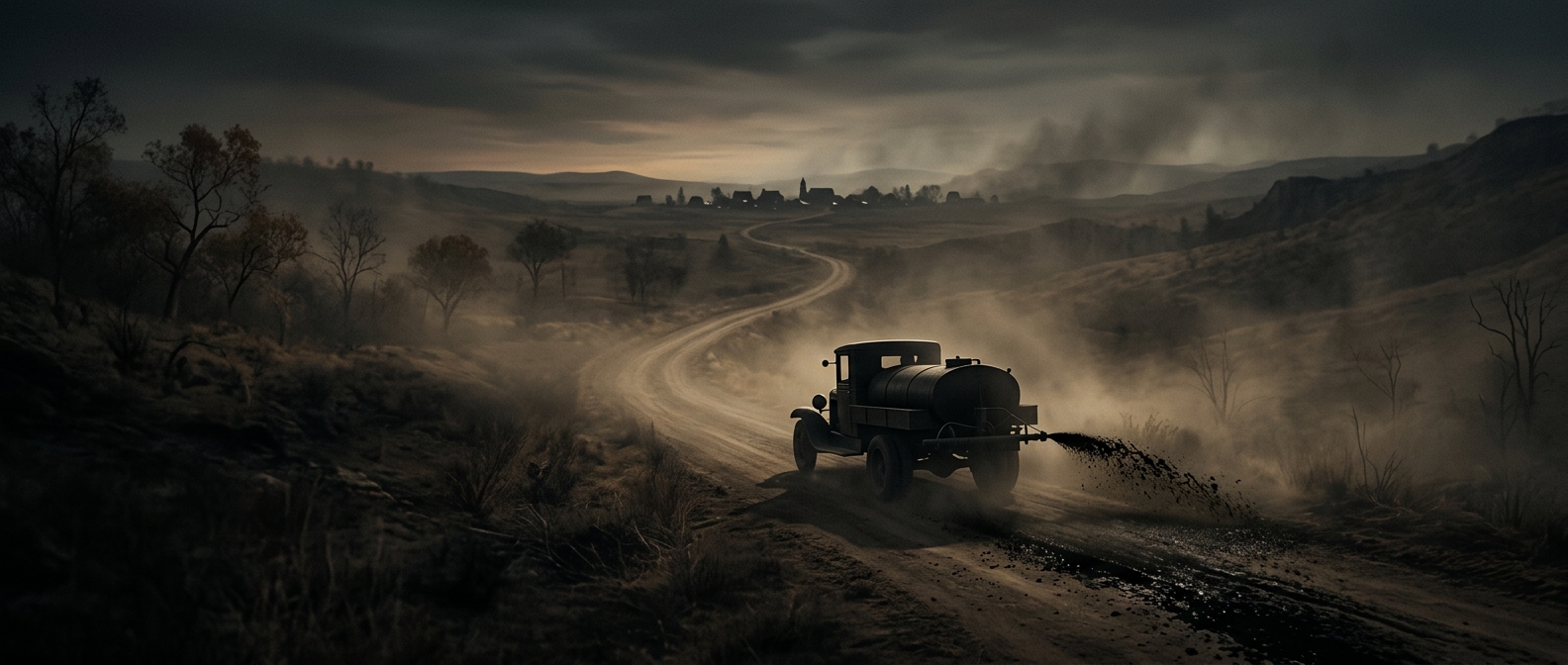 When towns sprayed oil on dirt roads