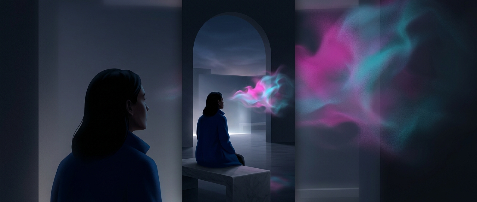 Why red leaves a cyan ghost on a white wall