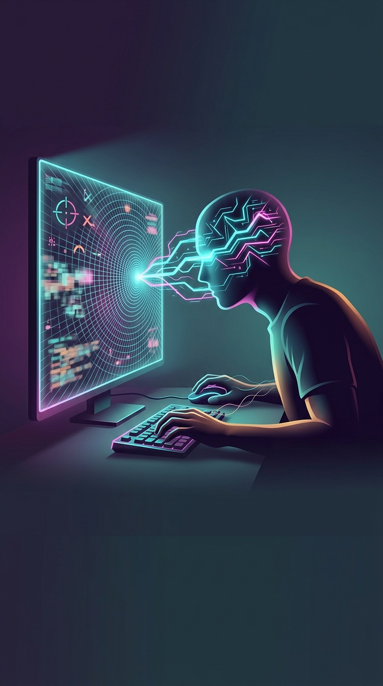 Why do professional first-person shooter gamers often play with their faces just inches from the monitor?