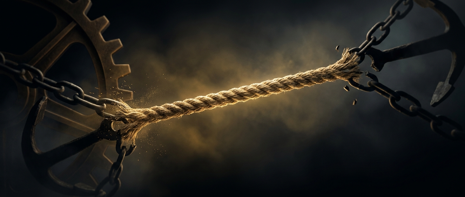 Tensile strength of Manila rope strictly prevents snapping