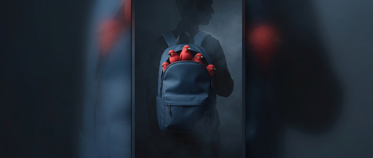Why an Angry Birds character carries a bear in a backpack