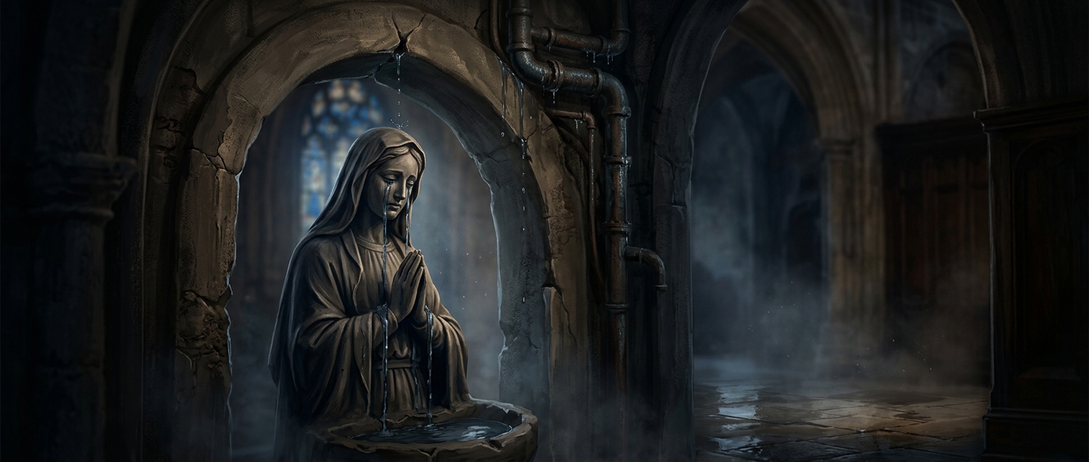 Leaky church plumbing frequently causes statues to weep