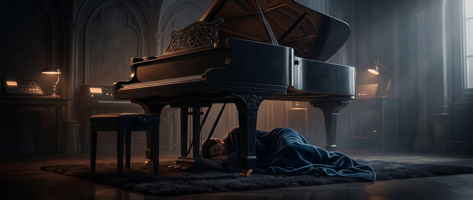 Composers have slept under their studio pianos