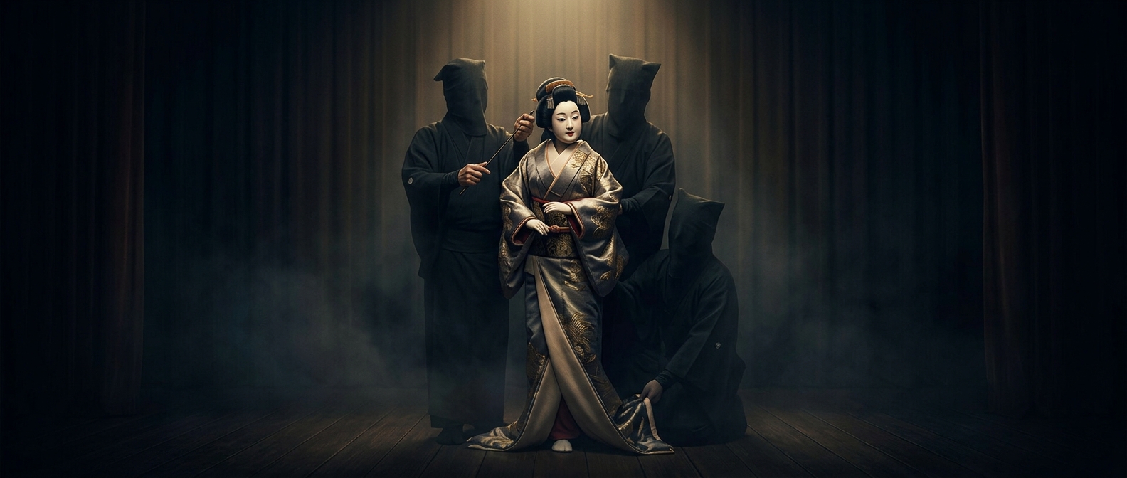 A single bunraku puppet takes three puppeteers